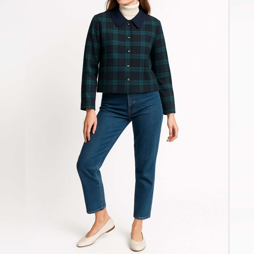 VINTAGE JEFFREY & DARA Cropped Plaid Jacket | Small | Retro Preppy Academia
